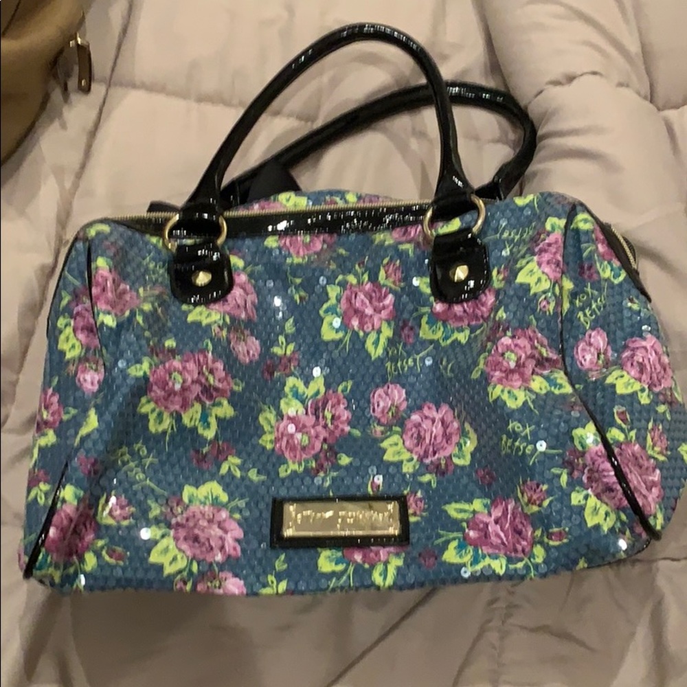 Betsey Johnson purple flower sequin bag
